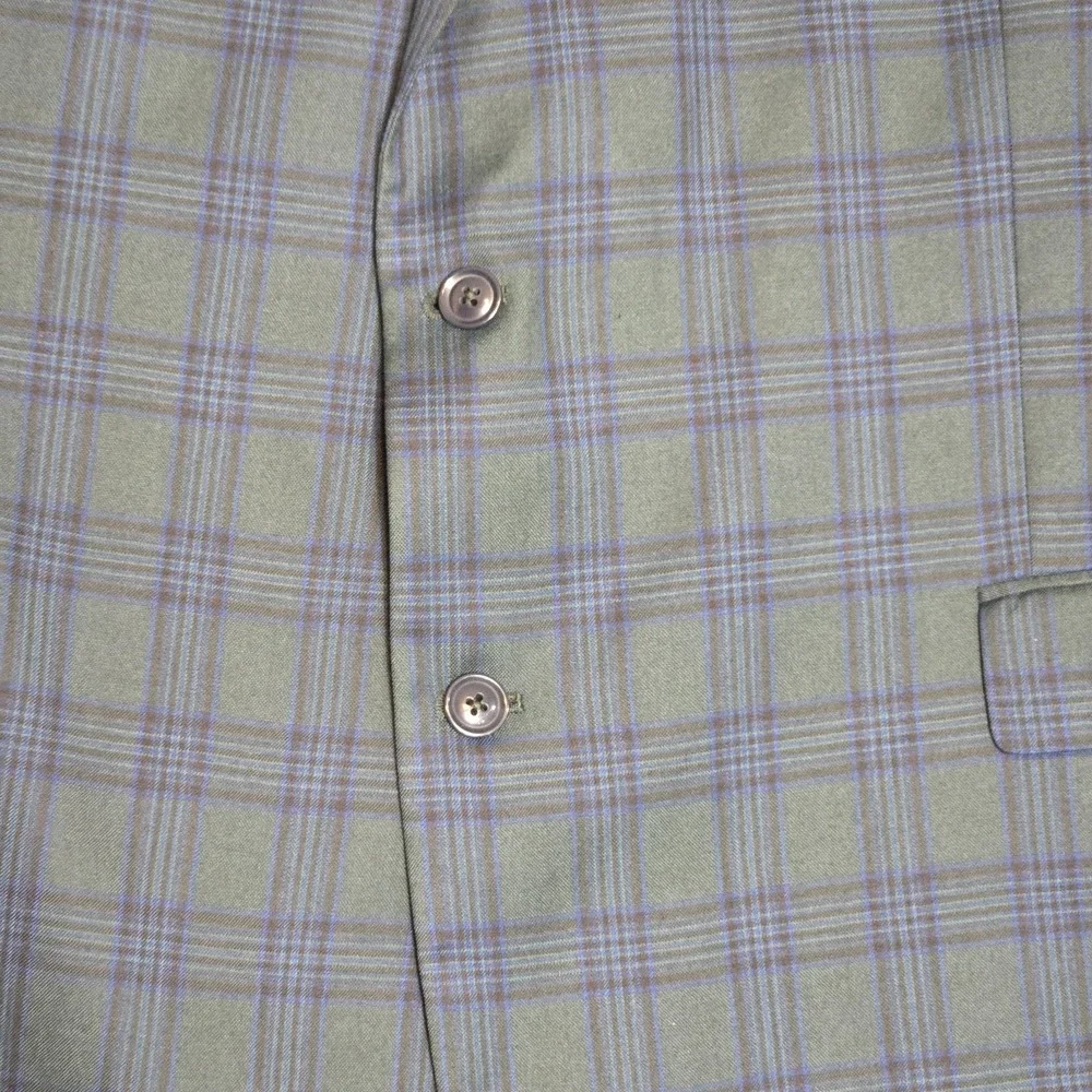 Oak Hill Sport Coat Men's 3XL Green‎ Blue Plaid 2 Button Blazer Jacket